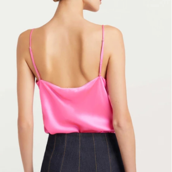 NWT "Cinq a Sept" 100% pink Silk camisole with cowl neckline. - Picture 4 of 5